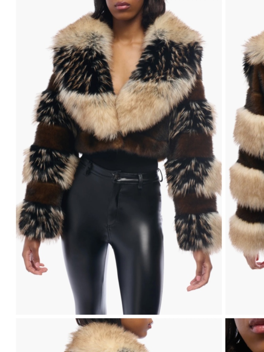 AZALEA WANG Portia Crop Faux Fur Jacket